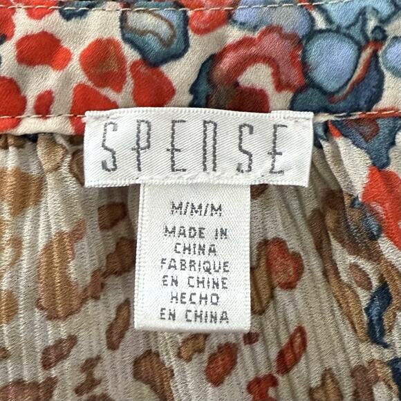 Spense Top Shirt Women's Medium Multicolor Abstract Plisse Casual Popover - Picture 5 of 8